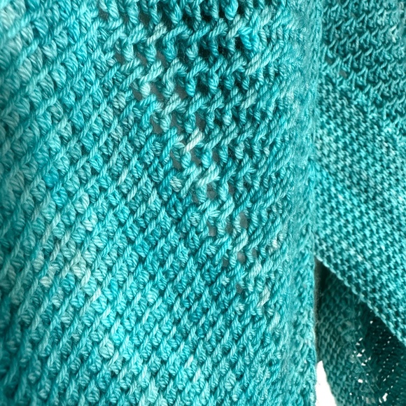 Hand Crocheted Ocean Blue Shawl - Picture 3 of 5